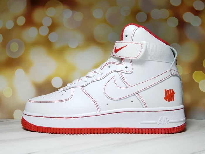 Women's Air Force 1 High Top White/Red Shoes 0198