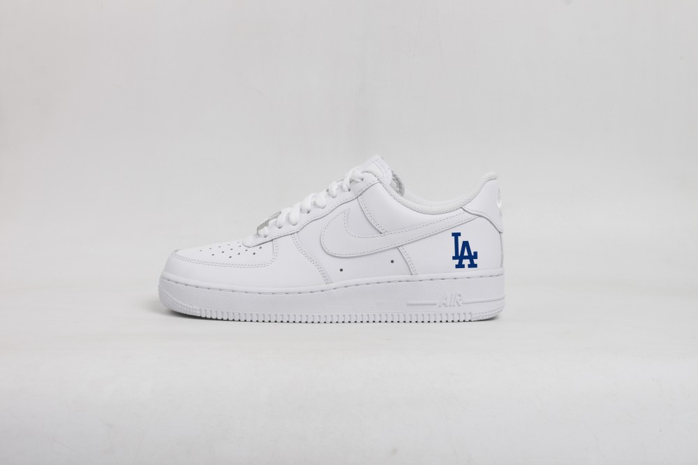 Women's Los Angeles Dodgers Air Force 1 White Shoes 001