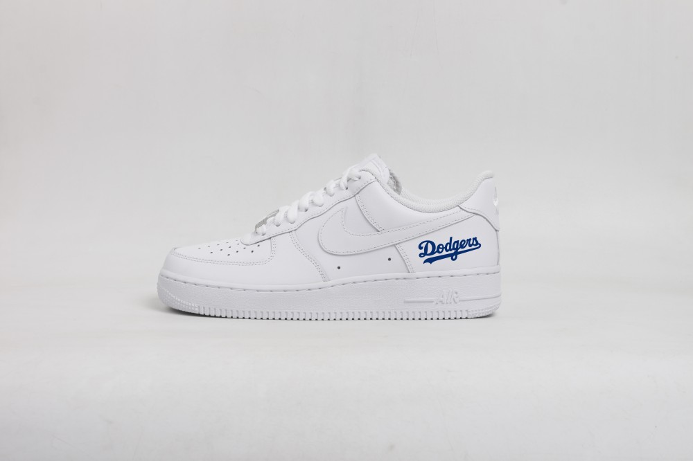 Women's Los Angeles Dodgers Air Force 1 White Shoes 002