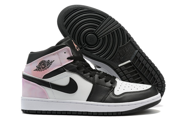 Women's Running Weapon Air Jordan 1 Pink/White/Black Shoes 0194