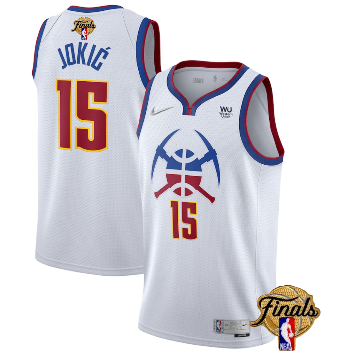 Men's Denver Nuggets #15 Nikola Jokic White 2023 Finals Earned Edition Stitched Basketball Jersey
