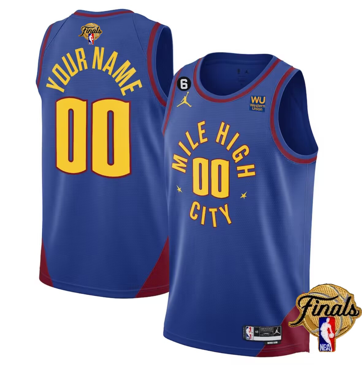 Men's Denver Nuggets Active Player Custom Blue 2022/23 Statement Edition With NO.6 Patch Stitched Jersey
