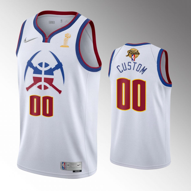 Men's Denver Nuggets Active Player Custom White 2023 Finals Earned Edition Stitched Basketball Jersey