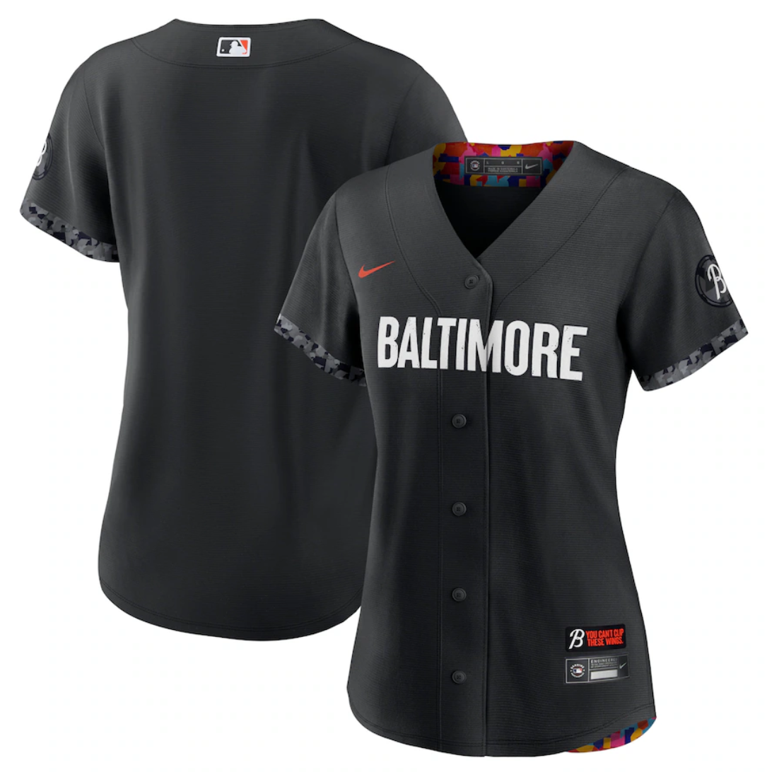 Women's Baltimore Orioles Blank Black 2023 City Connect Stitched Baseball Jersey(Run Small)