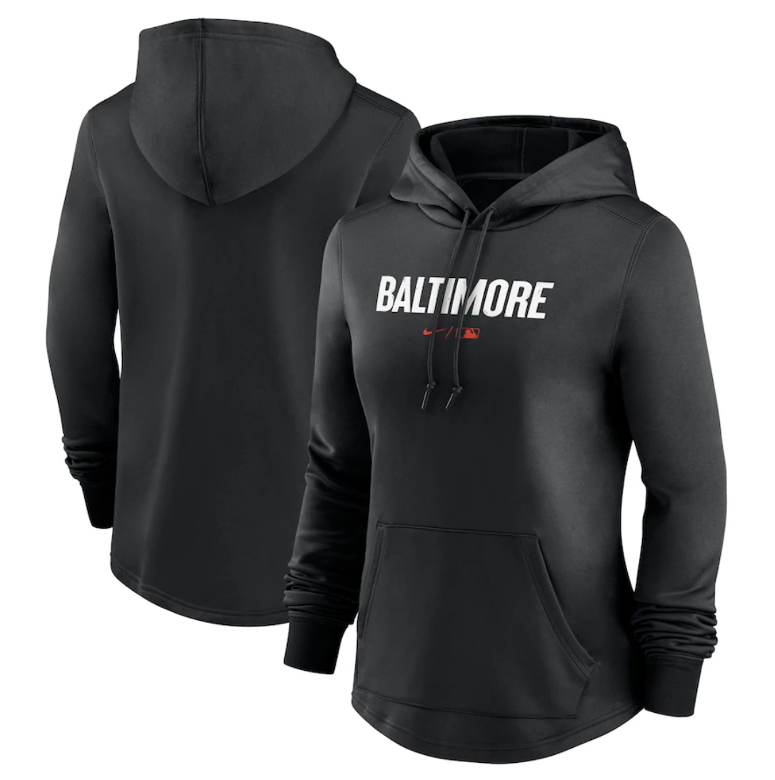 Women's Baltimore Orioles Black 2023 City Connect Performance Pullover Hoodie(Run Small)