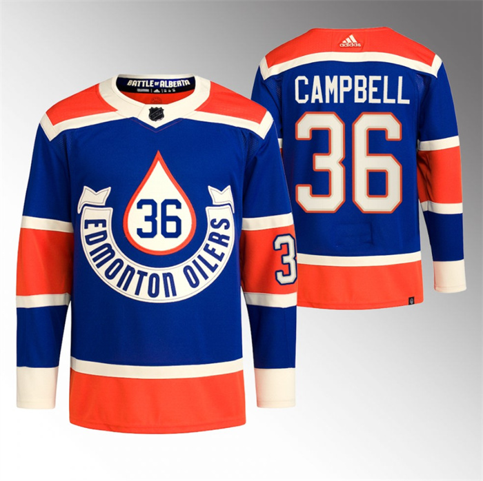 Men's Edmonton Oilers #36 Jack Campbell 2023 Royal Heritage Classic Primegreen Stitched Jersey