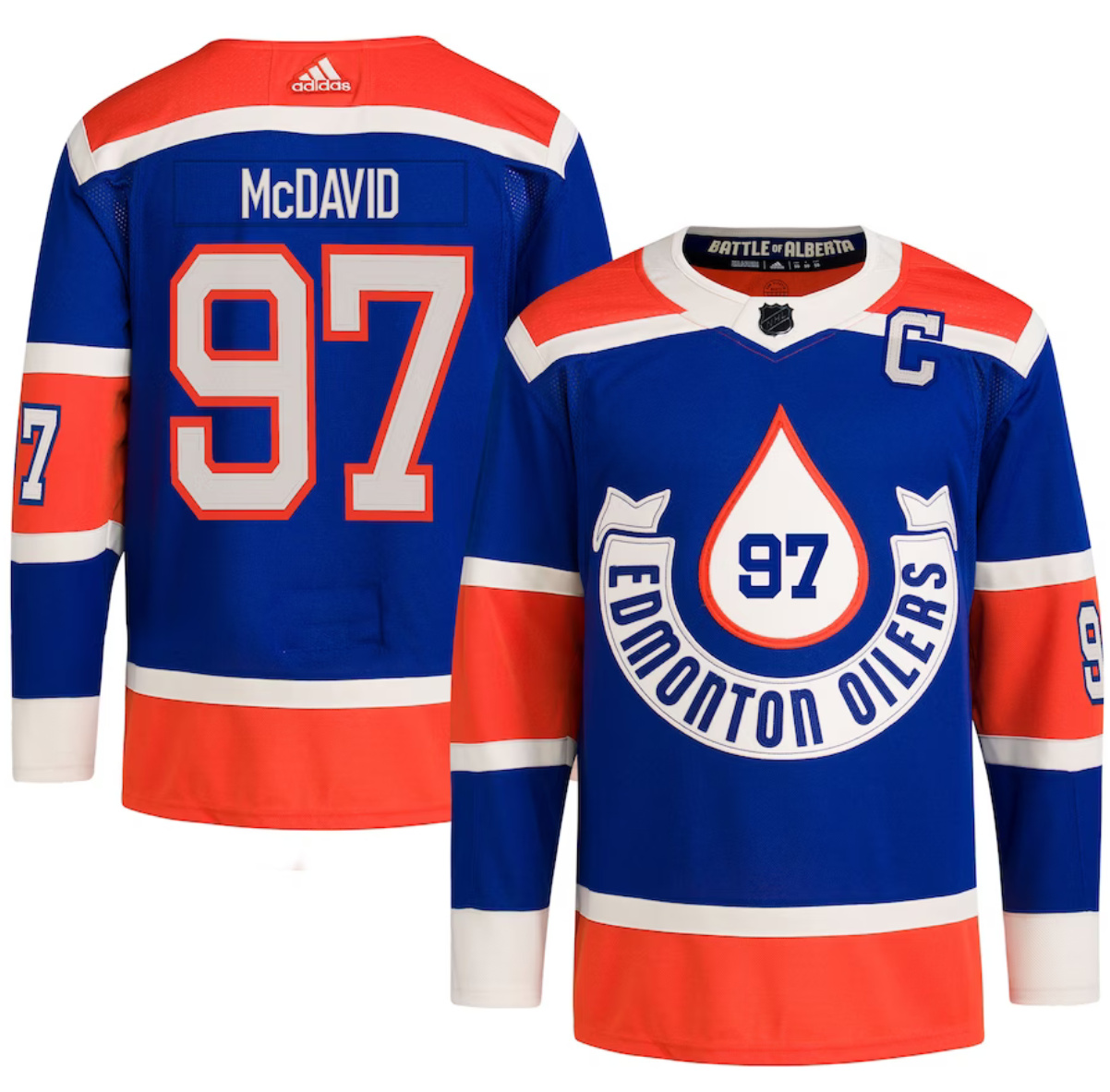 Men's Edmonton Oilers #97 Connor McDavid 2023 Royal Heritage Classic Primegreen Stitched Jersey