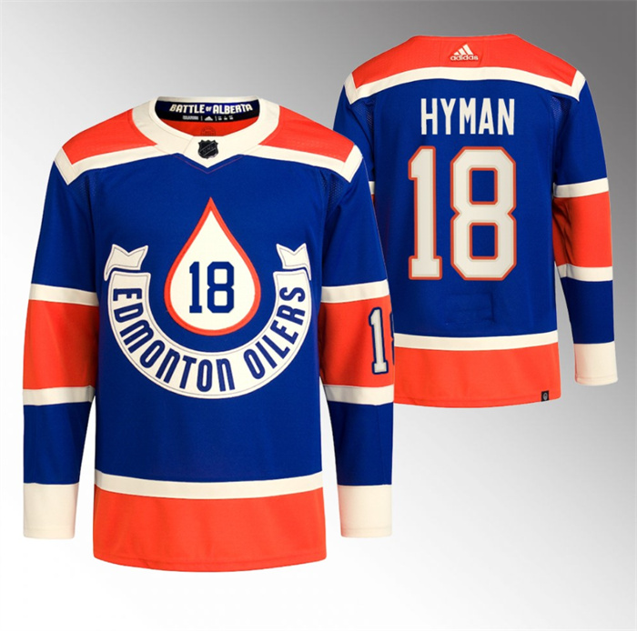 Men's Edmonton Oilers #18 Zach Hyman2023 Royal Heritage Classic Primegreen Stitched Jersey