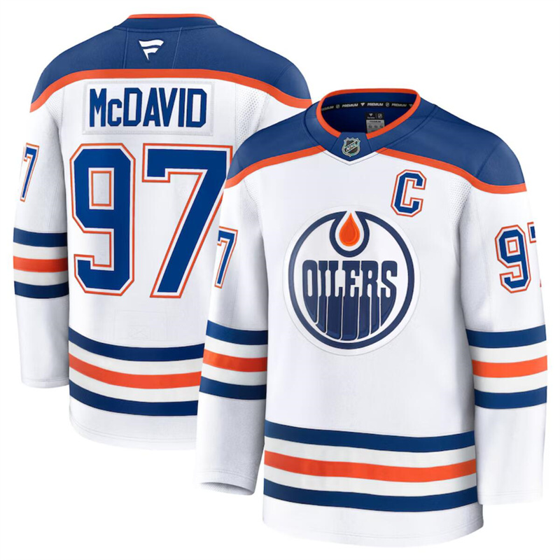 Men's Edmonton Oilers Active Player Custom White 2024-25 Away Stitched Hockey Jersey Men's Edmonton Oilers Active Player Custom White 2024-25 Away Stitched Hockey Jersey