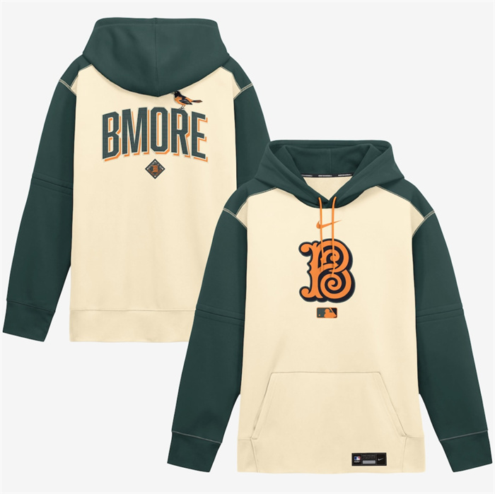 Men's Baltimore Orioles Cream 2026 City Connect Therma-FIT Pullover Hoodie