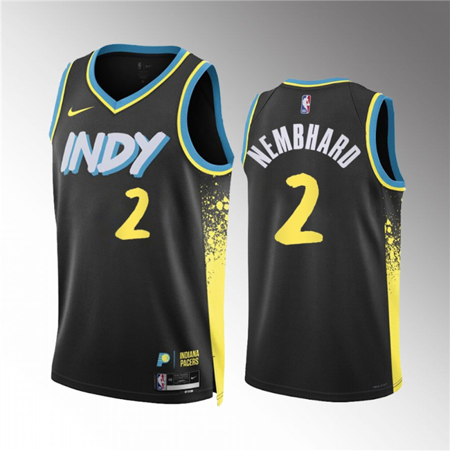 Men's Indiana Pacers #2 Andrew Nembhard Black 2023/24 City Edition Stitched Basketball Jersey