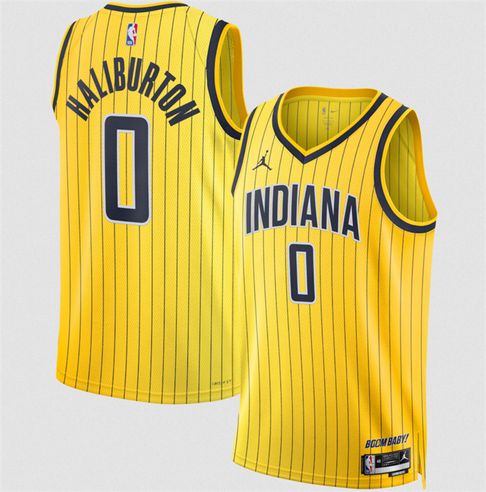 Men's Indiana Pacers #0 Tyrese Haliburton Yellow 2026/27 Statement Edition Stitched Basketball Jersey