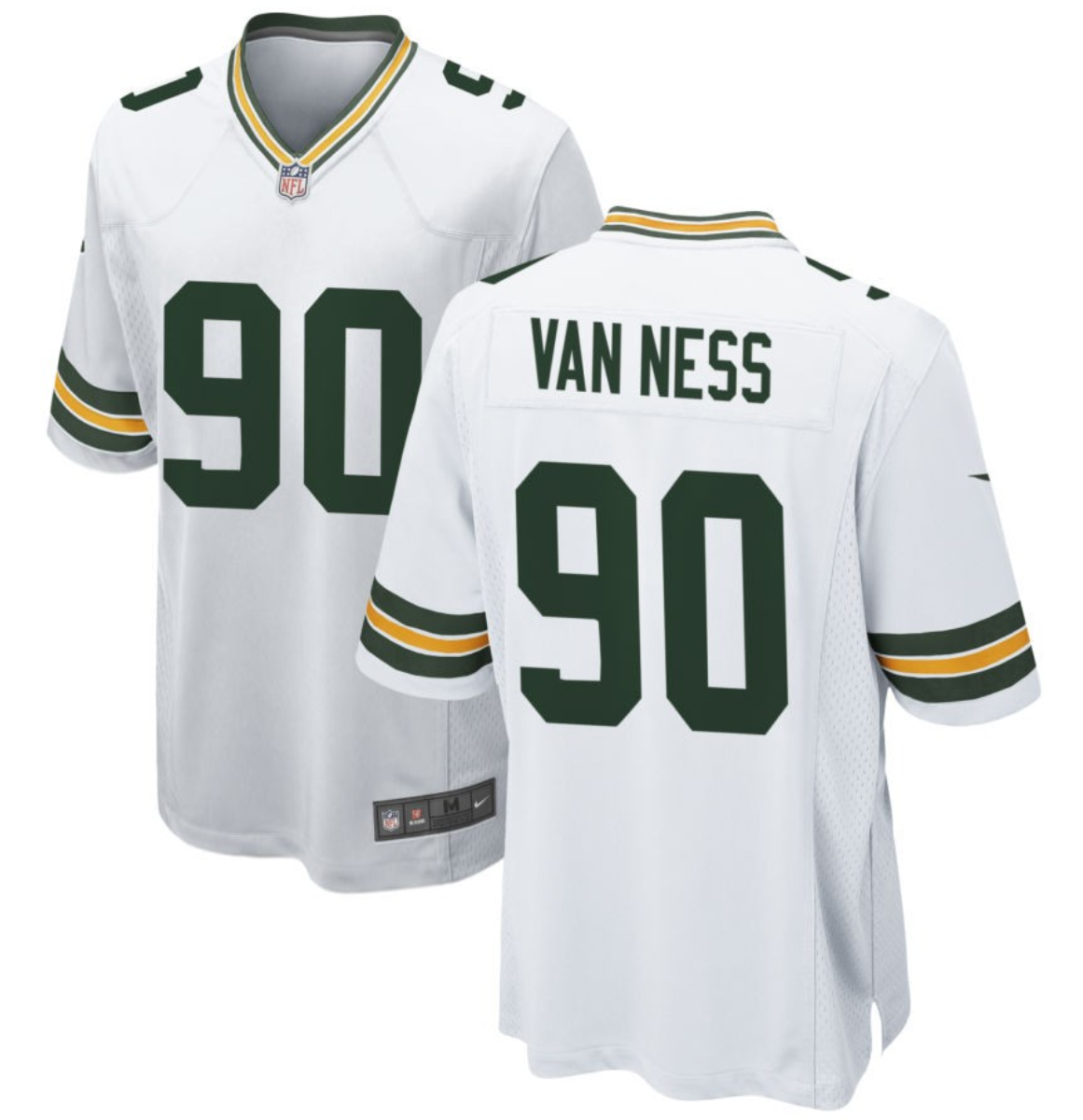 Youth Green Bay Packers #90 Lukas Van Ness White 2023 Draft Stitched Game Jersey