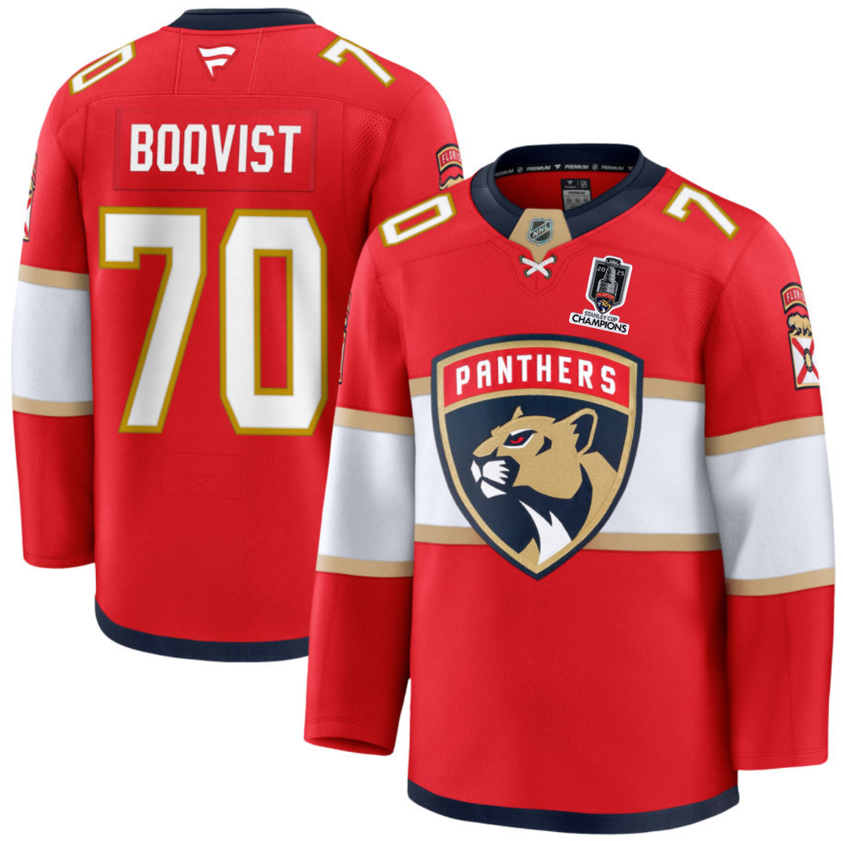 Men's Florida Panthers #70 Jesper Boqvist Red Home 2025 Stanley Cup Champions Patch Stitched Hockey Jersey Men's Florida Panthers #70 Jesper Boqvist Red Home 2025 Stanley Cup Champions Patch Stitched Hockey Jersey