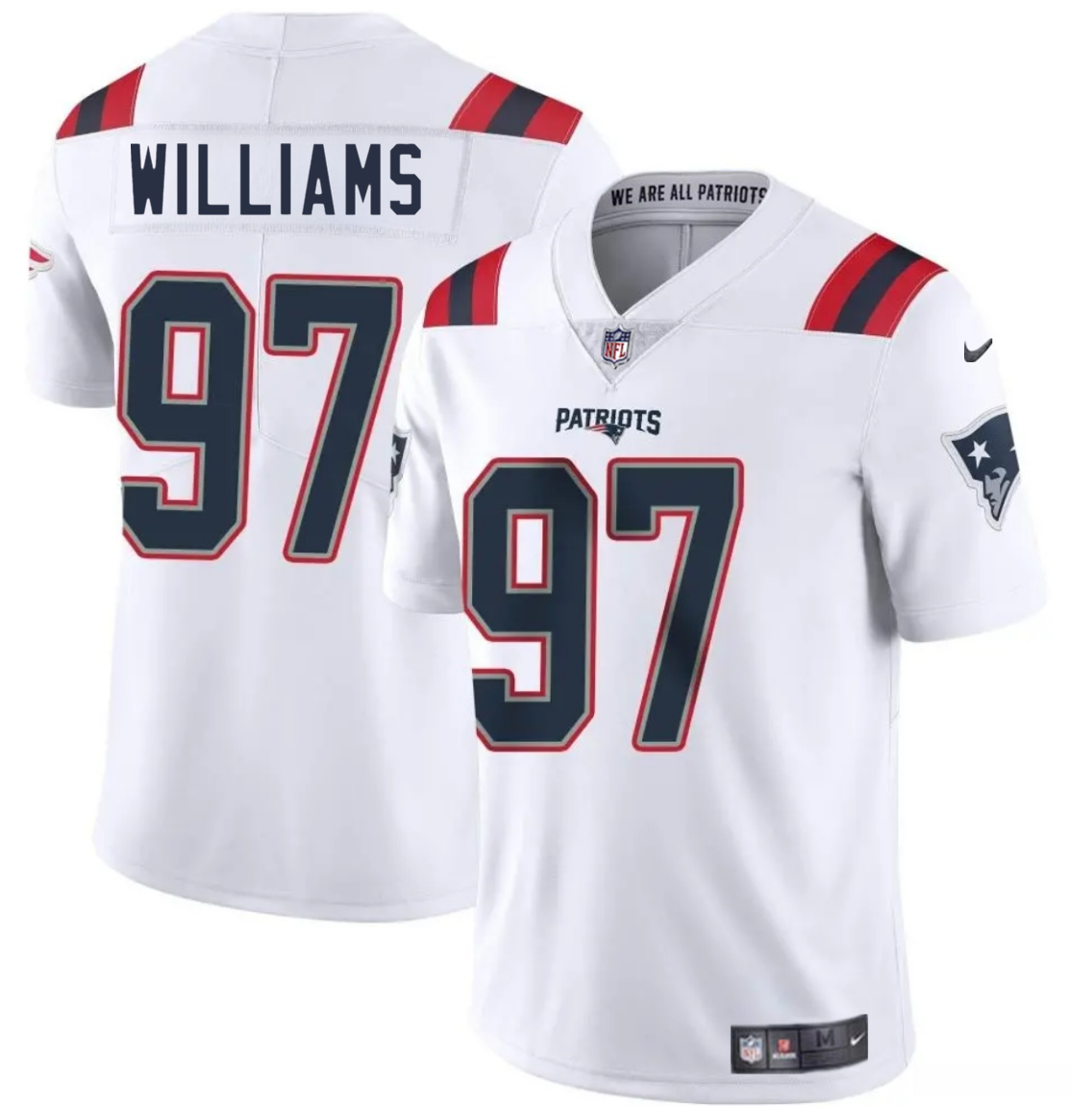 Youth New England Patriots #97 Milton Williams White 2025 Vapor Limited Stitched Football Jersey Youth New England Patriots #97 Milton Williams White 2025 Vapor Limited Stitched Football Jersey