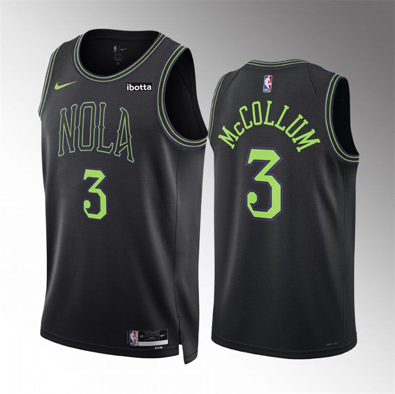 Men's New Orleans Pelicans #3 C.J. McCollum Black City Edition Stitched Basketball Jersey