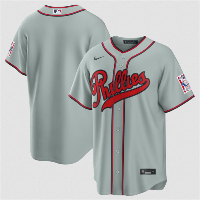 Men's Philadelphia Phillies Blank Gray 2026 Field of Dreams Stadium Stitched Baseball Jersey