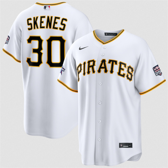 Men's Pittsburgh Pirates #30 Paul Skenes White 2026 All-Star Game & USA 250 Patch Stitched Baseball Jersey Men's Pittsburgh Pirates #30 Paul Skenes White 2026 All-Star Game & USA 250 Patch Stitched Baseball Jersey