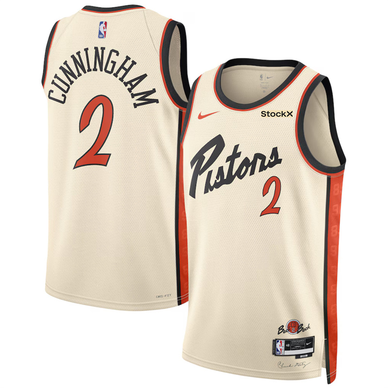 Men's Detroit Pistons #2 Cade Cunningham White 2024/25 City Edition Stitched Basketball Jersey