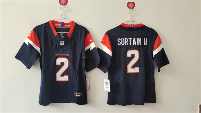 Youth Denver Broncos #2 Pat Surtain II Navy 2024 F.U.S.E. Alternate Vapor Limited Stitched Football Jersey Youth Denver Broncos #2 Pat Surtain II Navy 2024 F.U.S.E. Alternate Vapor Limited Stitched Football Jersey