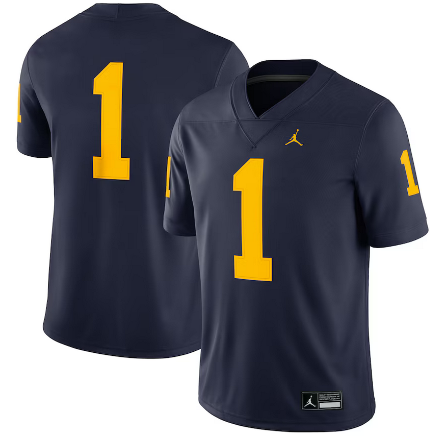 Youth's Michigan Wolverines #1 Jordan Brand Navy Stitched Jersey Youth's Michigan Wolverines #1 Jordan Brand Navy Stitched Jersey