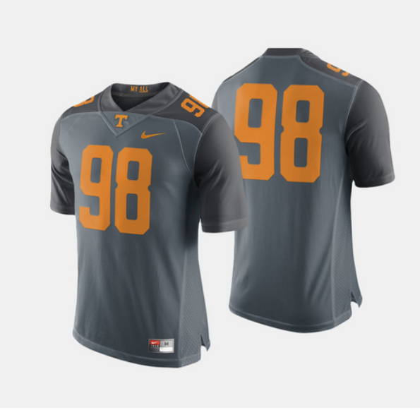 Men's Tennessee Volunteers #98 Gray College Football Stitched Jersey Men's Tennessee Volunteers #98 Gray College Football Stitched Jersey