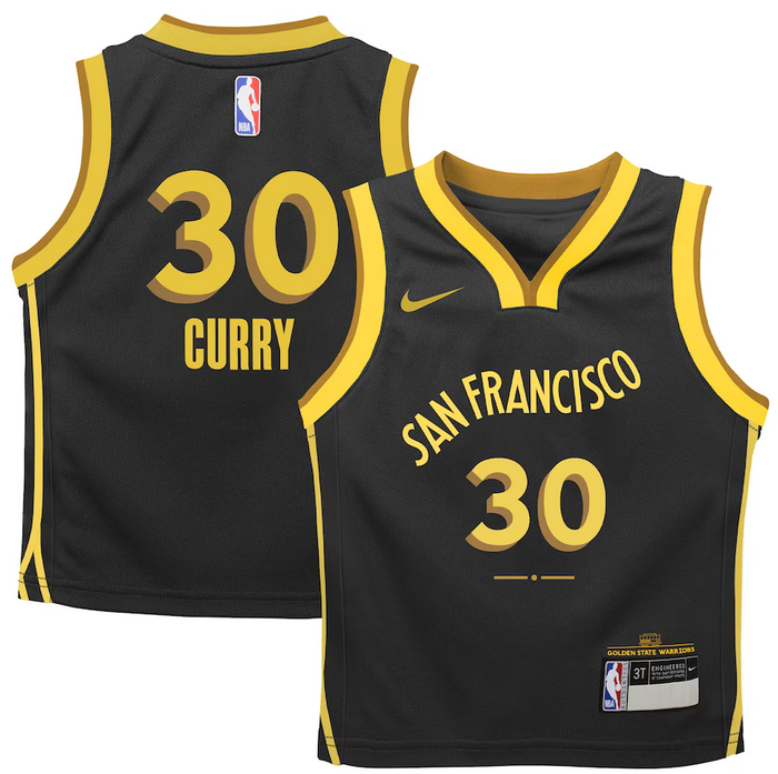 Toddler Golden State Warriors Stephen Curry Black Swingman Stitched Basketball Jersey