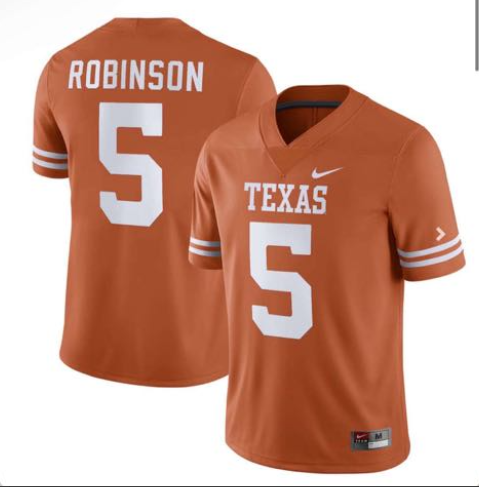 Men's Texas Longhorns #5 Robinson Orange Stitched Jersey