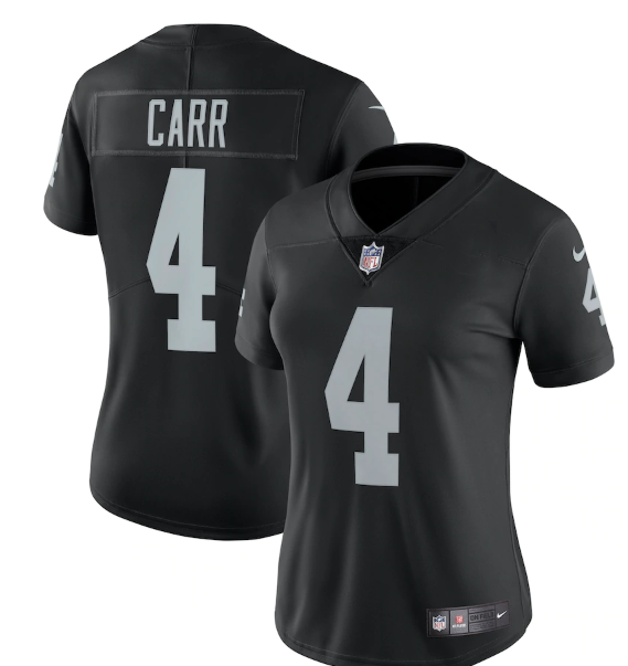 Women's Las Vegas Raiders #4 Derek Carr Black Vapor Untouchable Limited Stitched Jersey(Run Small)