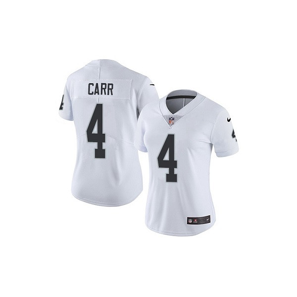 Women's Las Vegas Raiders #4 Derek Carr White Vapor Untouchable Limited Stitched Jersey(Run Small)