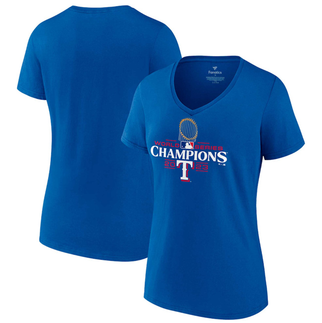 Women's Texas Rangers Royal 2023 World Series Champions T-Shirt(Run Small)