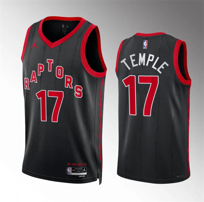 Men's Toronto Raptors #17 Garrett Temple Black Statement Edition Stitched Basketball Jersey