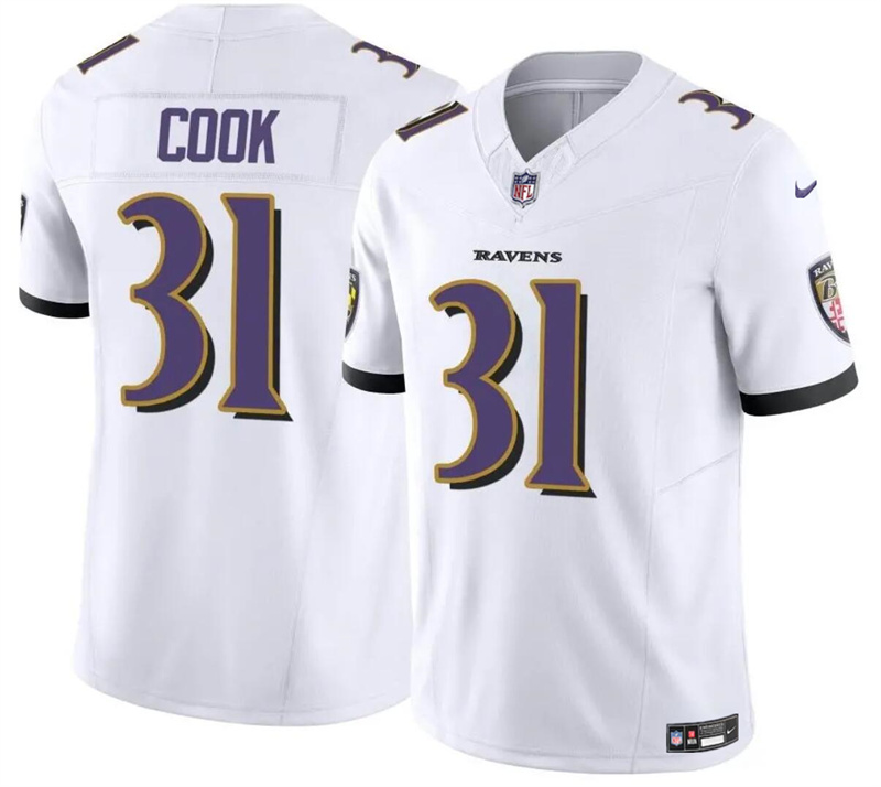 Youth Baltimore Ravens #31 Dalvin Cook White 2024 F.U.S.E. Stitched Jersey