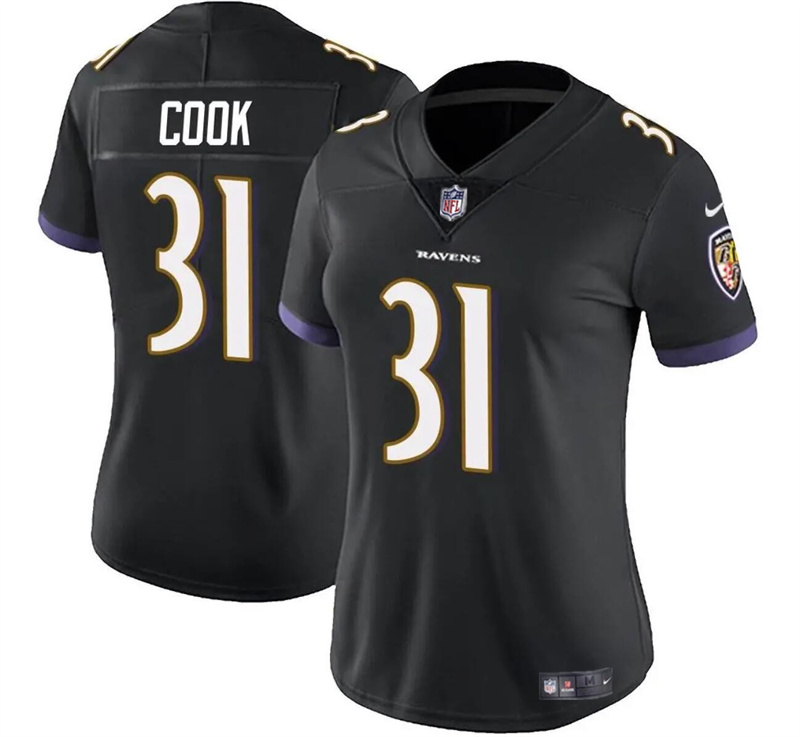 Women's Baltimore Ravens #31 Dalvin Cook Black Football Jersey(Run Small)