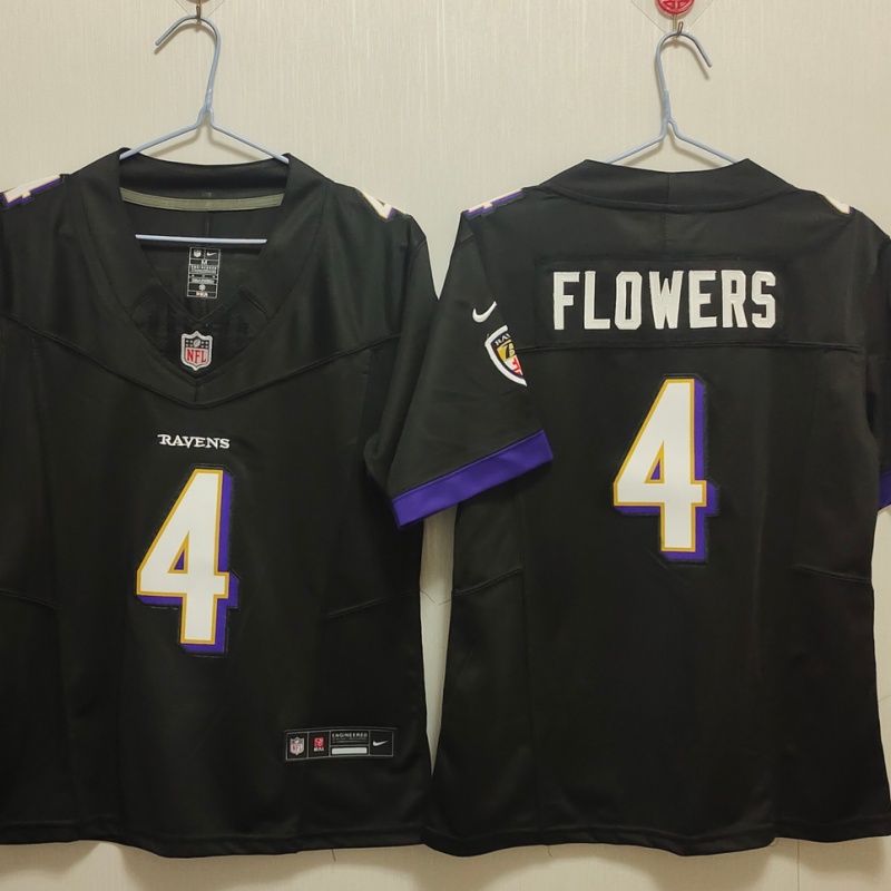 Women's Baltimore Ravens #4 Zay Flowers Black Vapor Football Jersey(Run Small)