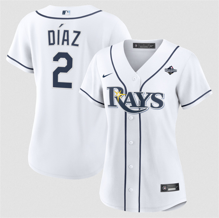 Women's Tampa Bay Rays #2 Yandy Díaz White 2026 World Series Home Cool Base Stitched Baseball Jersey(Run Small)