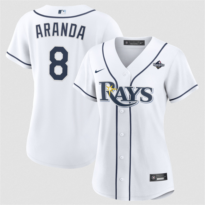 Women's Tampa Bay Rays #8 Jonathan Aranda White 2026 World Series Home Cool Base Stitched Baseball Jersey(Run Small)