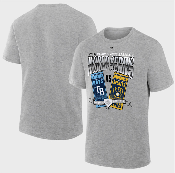 Men's Tampa Bay Rays vs. Milwaukee Brewers Gray 2026 World Series Matchup T-Shirt