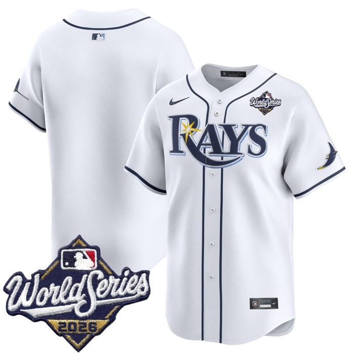 Men's Tampa Bay Rays Blank White 2026 World Series Home Limited Stitched Baseball Jersey