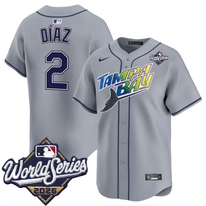 Men's Tampa Bay Rays #2 Yandy Díaz Grey 2026 World Series Limited Stitched Baseball Jersey