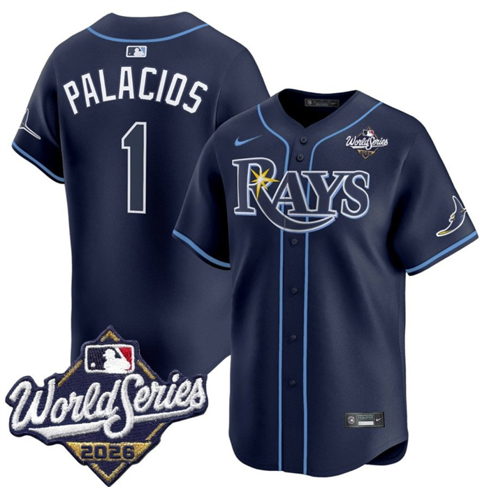 Men's Tampa Bay Rays #1 Richie Palacios Navy 2026 World Series Limited Stitched Baseball Jersey