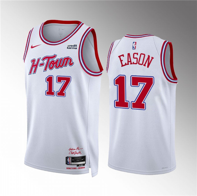 Men's Houston Rockets #17 Tari Eason White 2023/24 City Edition Stitched Jersey