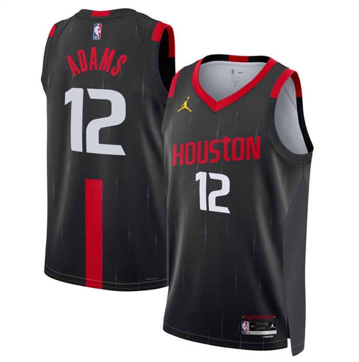 Men's Houston Rockets #12 Steven Adams Black 2026/27 Statement Edition Stitched Basketball Jersey