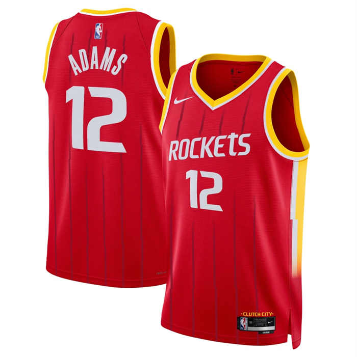 Men's Houston Rockets #12 Steven Adams Red 2026/27 Icon Edition Stitched Basketball Jersey
