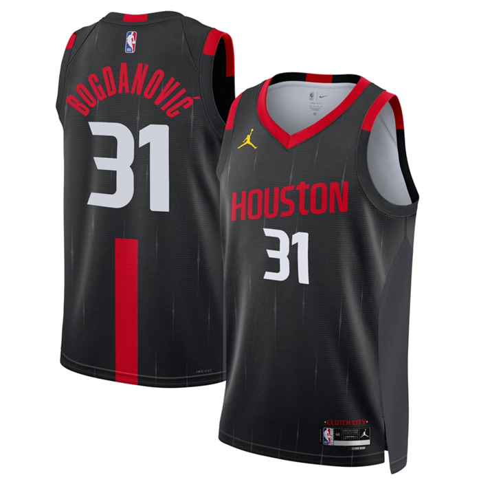 Men's Houston Rockets #31 Bogdan Bogdanović Black 2026/27 Statement Edition Stitched Basketball Jersey