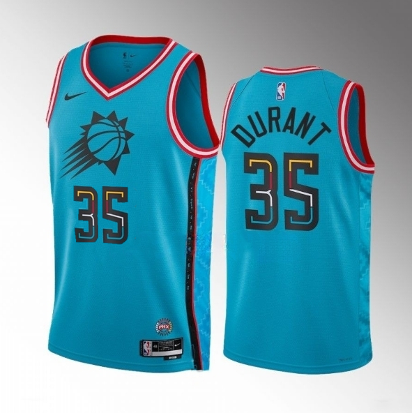 Men's Phoenix Suns #35 Kevin Durant Blue 2022/23 City Edition With NO.6 Patch Stitched Basketball Jersey