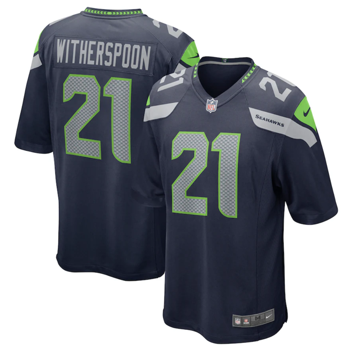 Youth Seattle Seahawks #21 Devon Witherspoon Navy Stitched Game Jersey