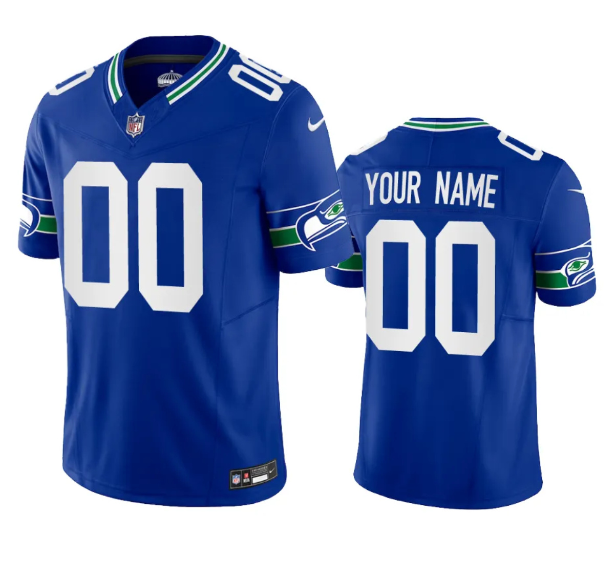 Youth Seattle Seahawks Active Player Custom Royal 2023 F.U.S.E. Throwback Vapor Limited Stitched Football Jersey