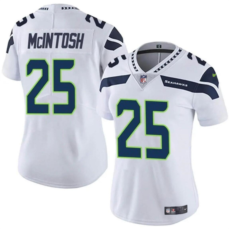 Women's Seattle Seahawks #25 Kenny McIntosh White Vapor Limited Stitched Football Jersey(Run Small) Women's Seattle Seahawks #25 Kenny McIntosh White Vapor Limited Stitched Football Jersey(Run Small)
