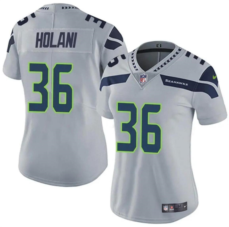 Women's Seattle Seahawks #36 George Holani Grey Vapor Limited Stitched Football Jersey(Run Small) Women's Seattle Seahawks #36 George Holani Grey Vapor Limited Stitched Football Jersey(Run Small)